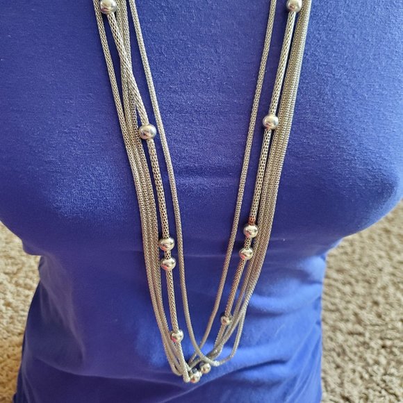 36" Silver Tone Layered Charming Charlie Necklace - Picture 2 of 5